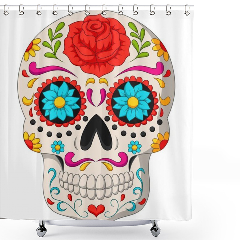 Personality  Vector Illustration Of Day Of The Dead Skulls Shower Curtains