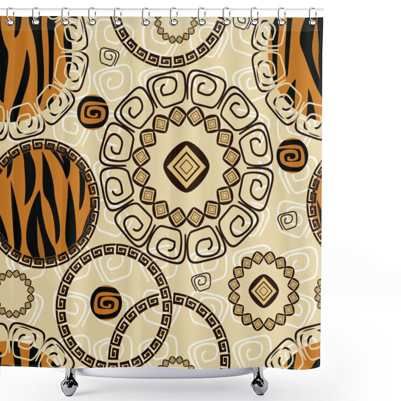 Personality  African Style Seamless With Tiger Skin Pattern Shower Curtains