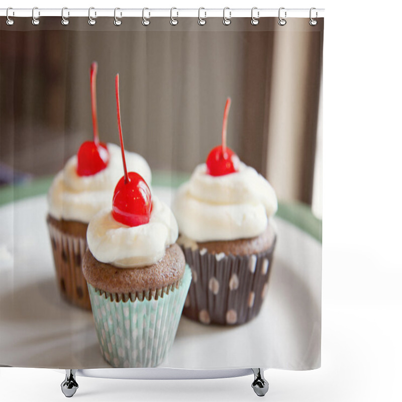 Personality  Three Cupcakes Shower Curtains