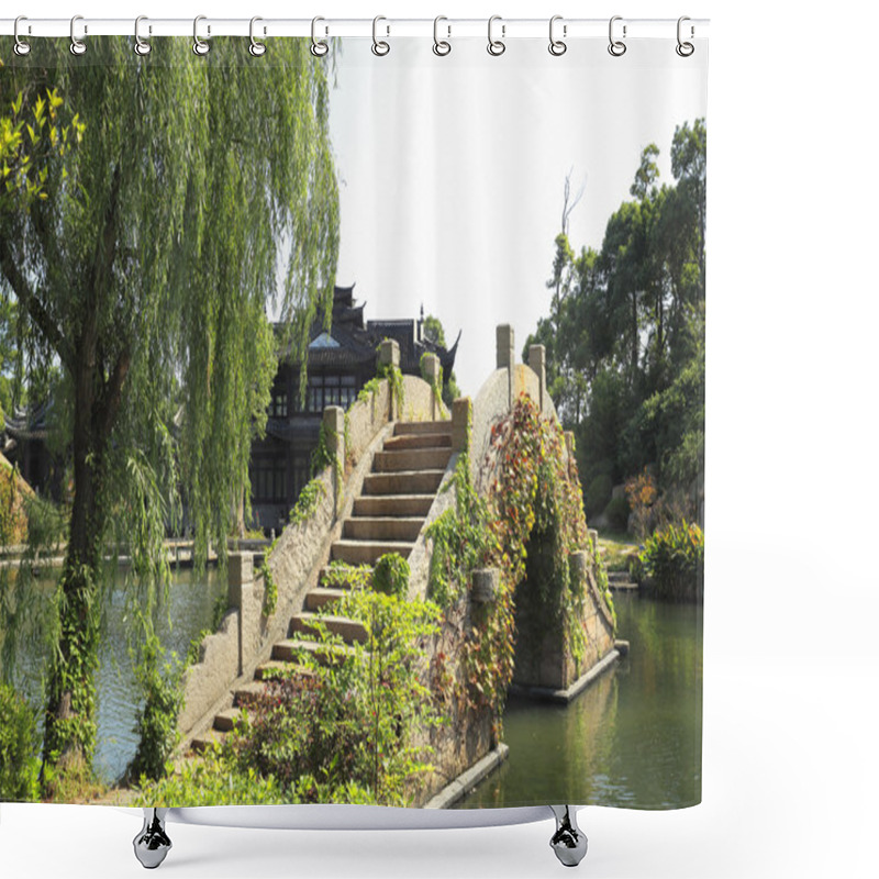 Personality  Chinese Gardens Of The Old Bridge Shower Curtains