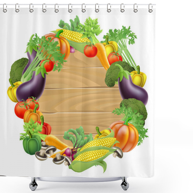 Personality  Vegetables Wooden Sign Shower Curtains