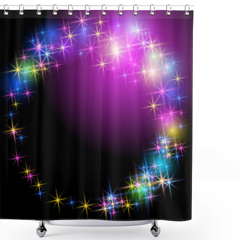 Personality  Salute And Firework With Sparkle Stars Shower Curtains