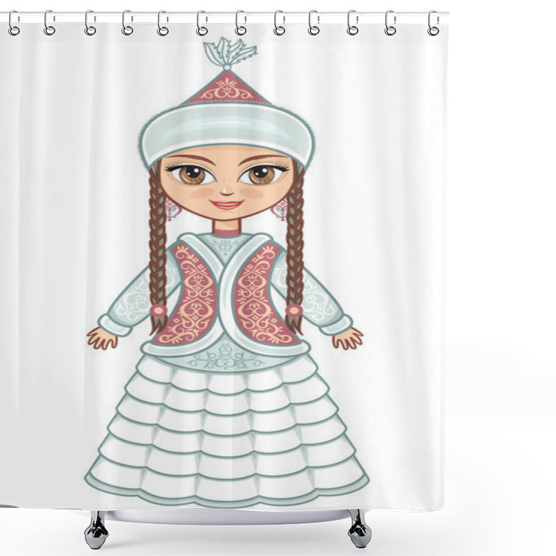 Personality  The Girl In  Kazakh Dress. Historical Clothes. Shower Curtains