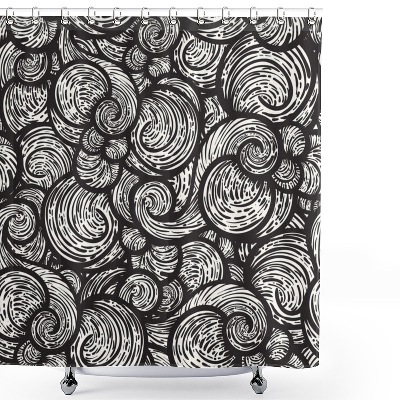 Personality  Vector Seamless Monochrome Clouds Shower Curtains