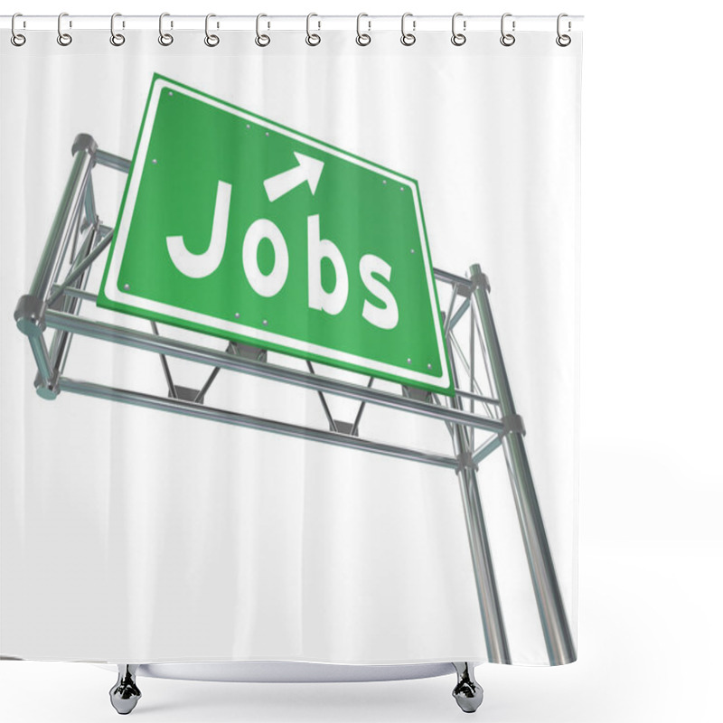 Personality  Jobs Word Green Freeway Sign Pointing New Career Employment Shower Curtains