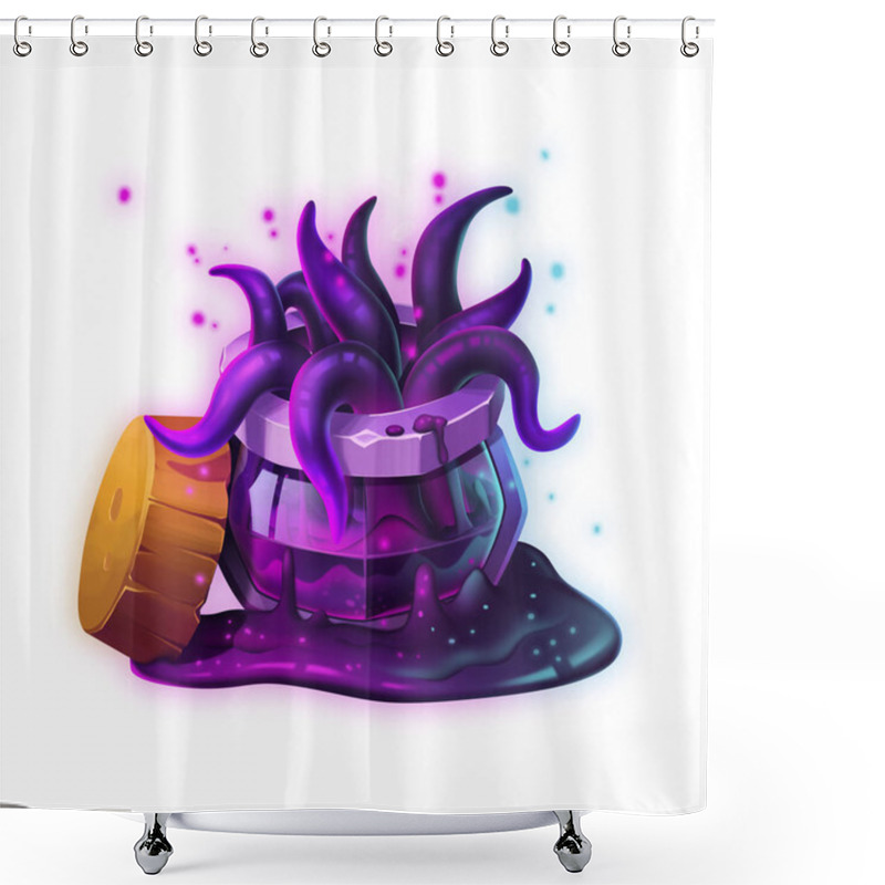 Personality  The Dark Potion. Game Assets, Card Object Isolated On White Or Black Background. Video Game's Digital CG Artwork, Concept Illustration, Realistic Cartoon Style Design Shower Curtains