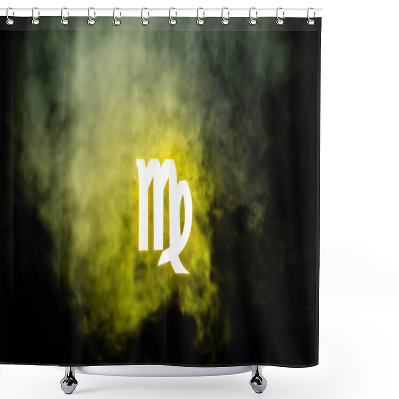 Personality  Yellow Illuminated Virgo Zodiac Sign With Smoke On Background Shower Curtains