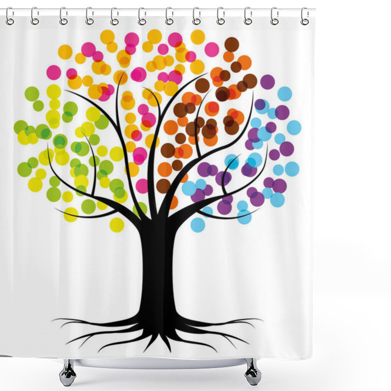 Personality  Tree Of Life. Four Seasons Vector Illustration. Shower Curtains