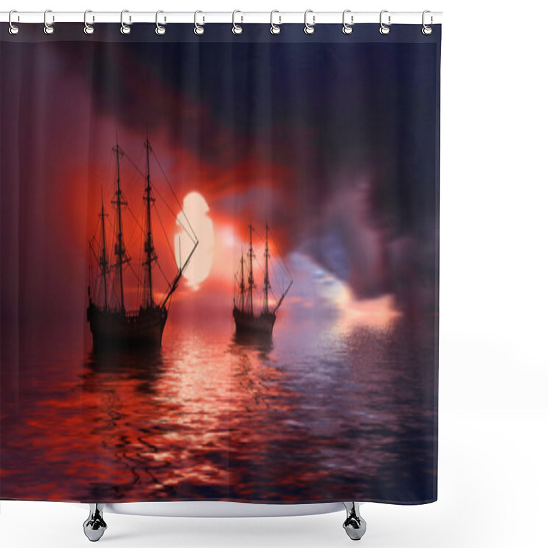 Personality  Old Ships On Sea Shower Curtains