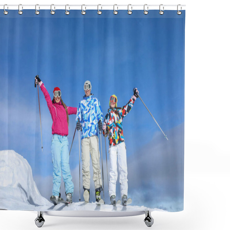 Personality  Friends On Ski Piste Shower Curtains