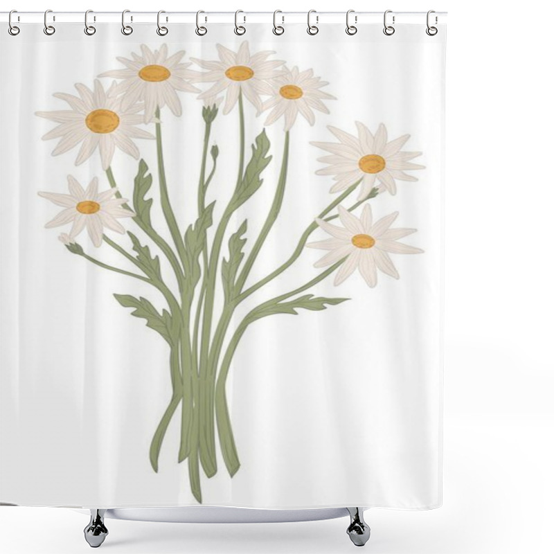 Personality  Bouquet Of Camomiles, Bunch Of White Wild Flowers Shower Curtains