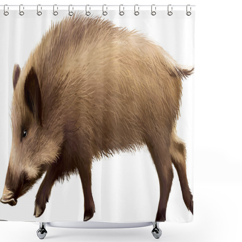 Personality  Satnding Boar Shower Curtains