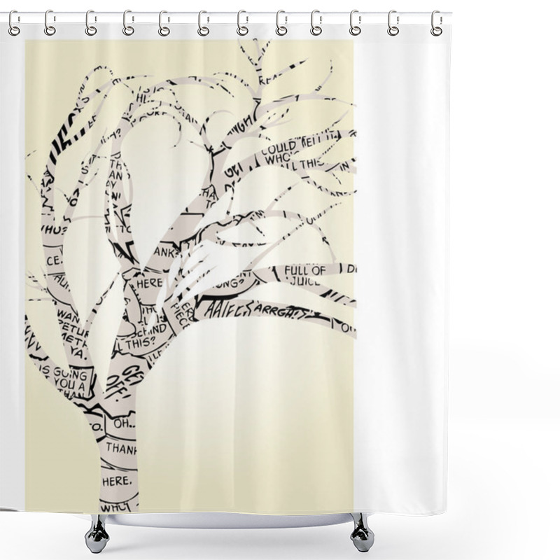 Personality  Single Tree Outlined By Comic Book Word Balloons Vector Shower Curtains