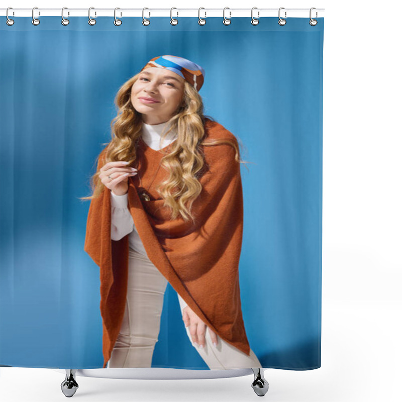 Personality  A Lovely Plus Size Woman Showcases Her Fashion Sense With A Warm Outfit, Smiling Charmingly. Shower Curtains