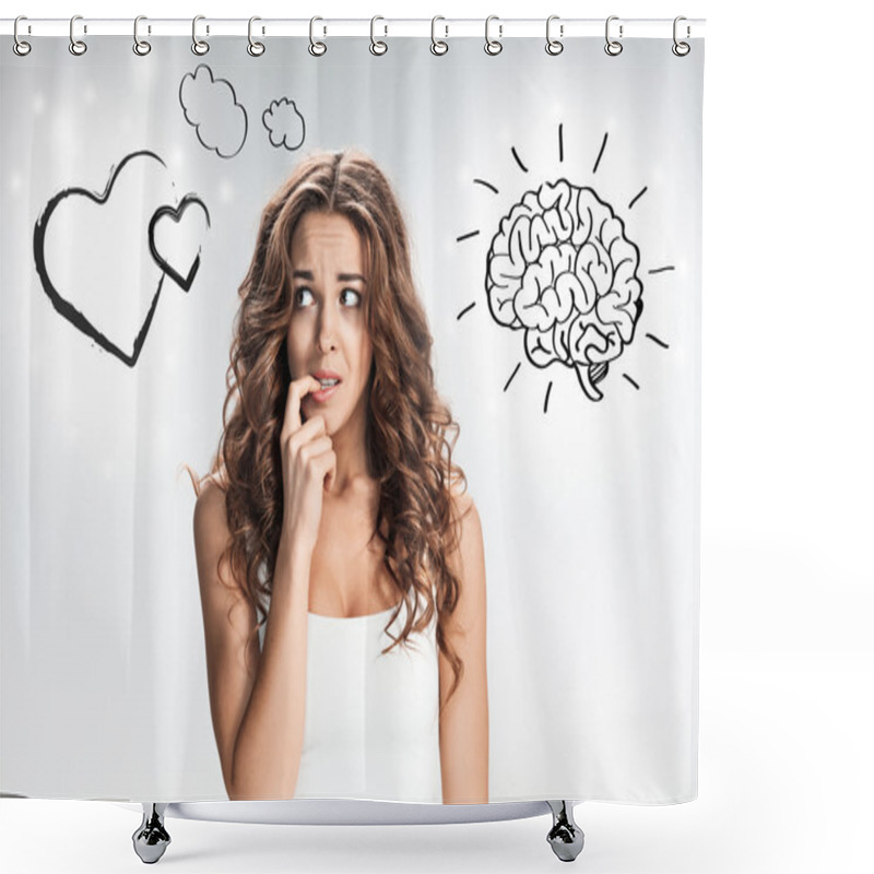 Personality  The Young Womans Portrait With Frightened Emotions Shower Curtains