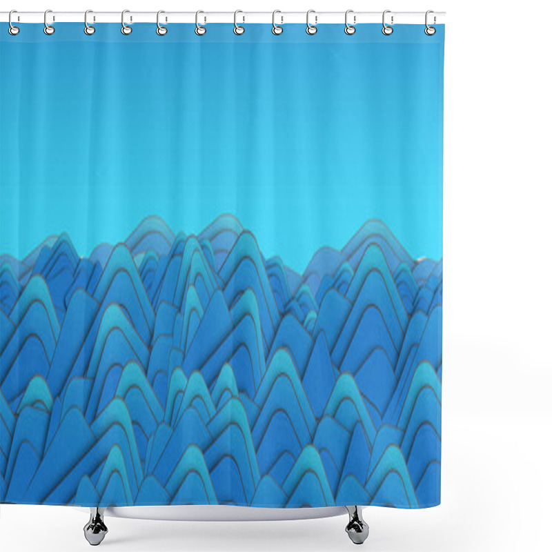 Personality  Marine Pattern With Stylized Blue Waves On A Light Background. W Shower Curtains