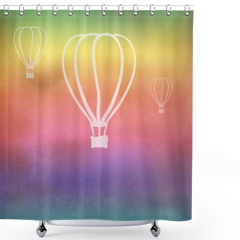 Personality  Rainbow Background With Fire Balloons Shower Curtains