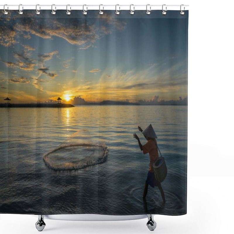 Personality  Fisherman At Work Shower Curtains