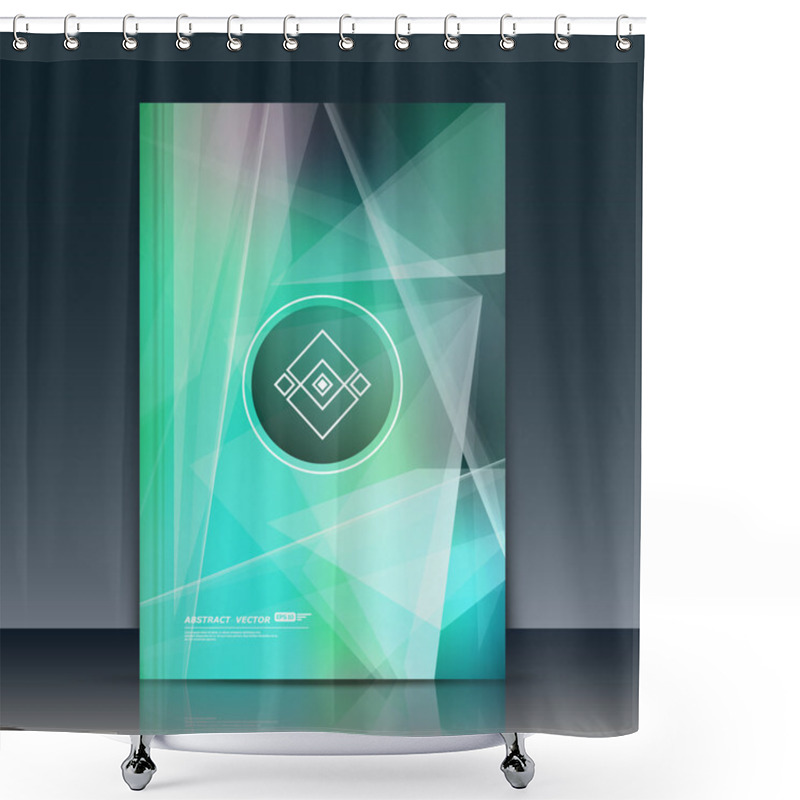 Personality  Abstract Composition, Text Frame Surface, Green A4 Brochure Title Sheet, Creative Figure Logo Sign Icon, Trademark Symbol Design, Firm Name Emblem, Banner Form, Flier Fashion Art, EPS10 Vector Image Shower Curtains