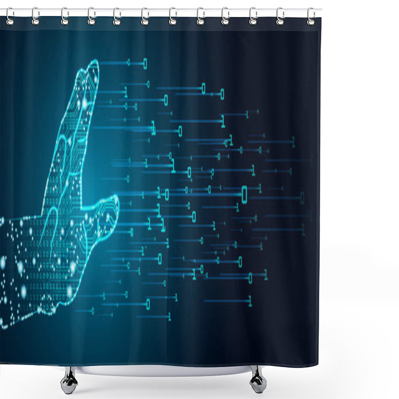 Personality  Big Data And Artificial Intelligence Domination Concept. Shower Curtains