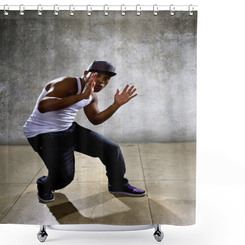 Personality  Man Posing Hip Hop Dance Shower Curtains