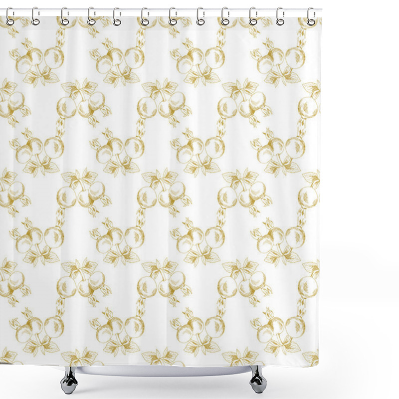 Personality  Golden Sketch Briar Decor Seamless Pattern Shower Curtains