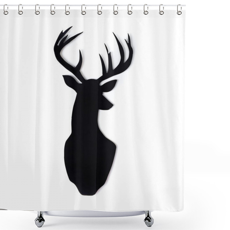 Personality  Black Silhouette Of Deer Shower Curtains