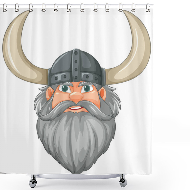 Personality  Bearded Viking With Horned Helmet Illustration Shower Curtains