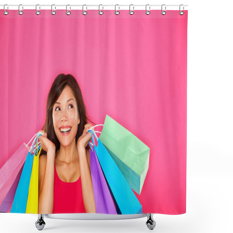 Personality  Shopping Woman Holding Shopping Bags Shower Curtains