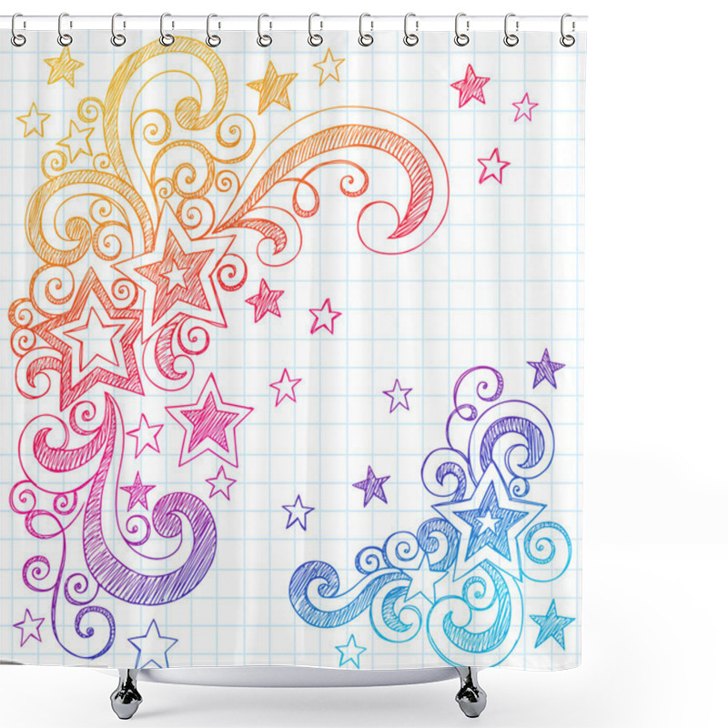 Personality  Stars Sketchy Doodles Back To School Vector Illustration Shower Curtains