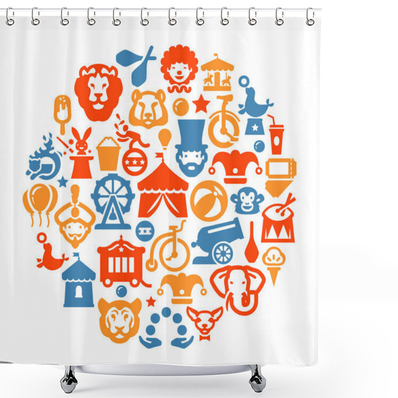 Personality  Circus Icons Set Shower Curtains