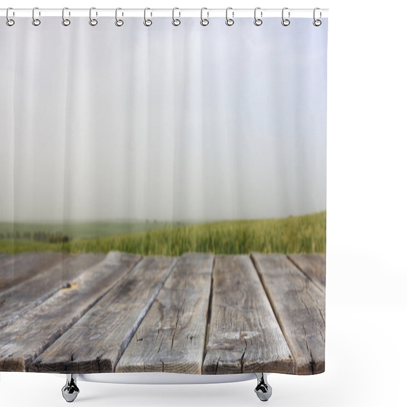 Personality  Wooden Planks And Meadow Shower Curtains