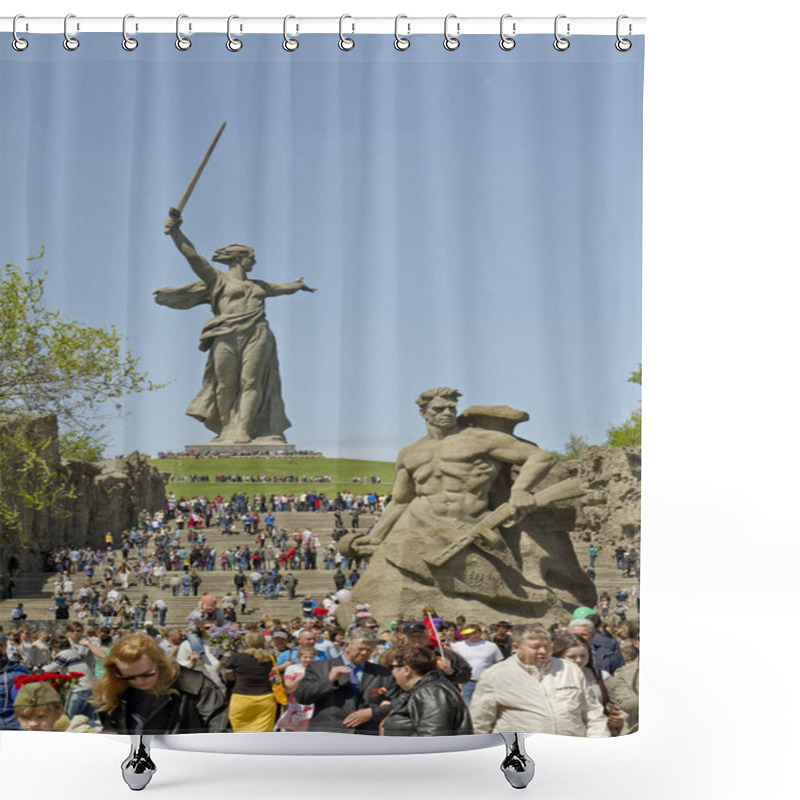 Personality  Huge Number Of People Rises Up The Stairs On The Mamayev Kurgan Shower Curtains