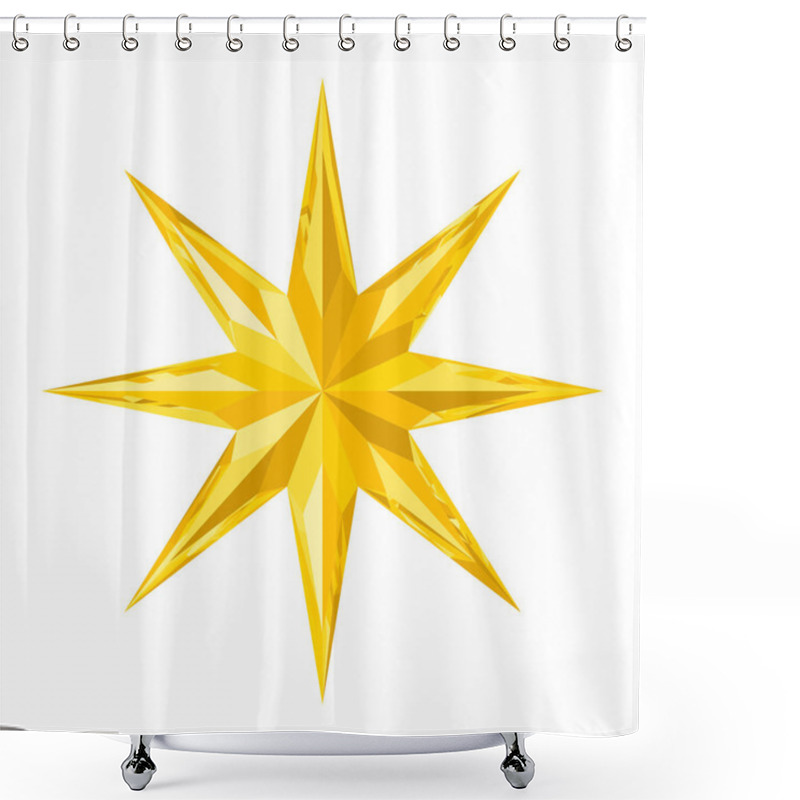 Personality  Beautiful Eight-pointed Faceted Shiny Gold Crystal Star Shower Curtains