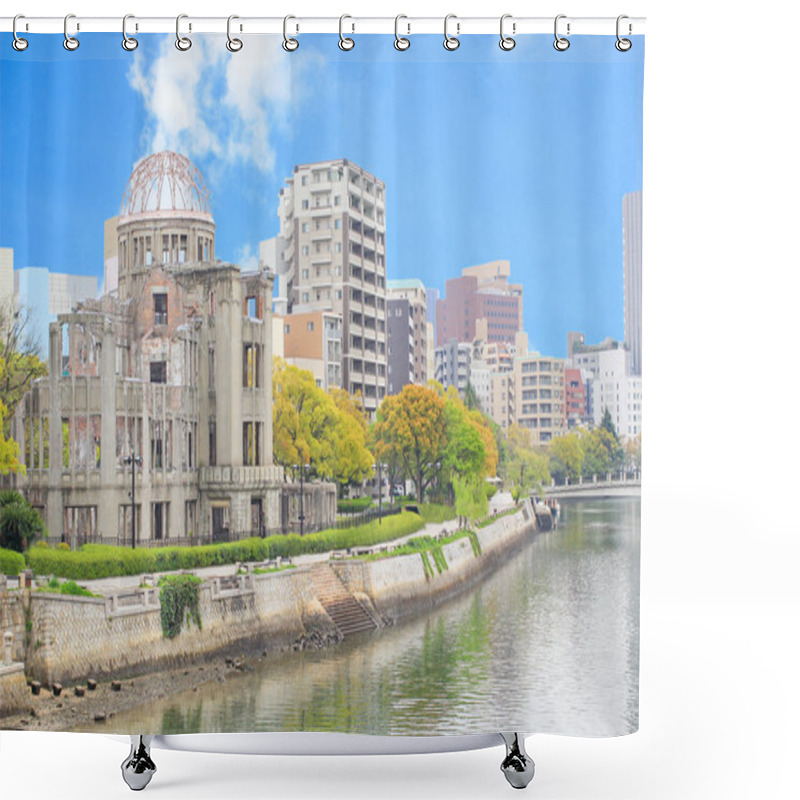 Personality  Atomic Dome And The River View At Hiroshima Memorial Peace Park, Japan. Shower Curtains