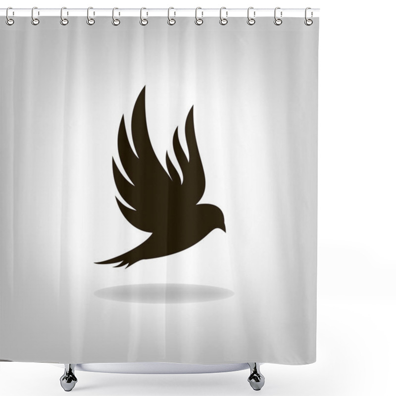 Personality  Black Bird Isolated With Outstretched Wings Shower Curtains