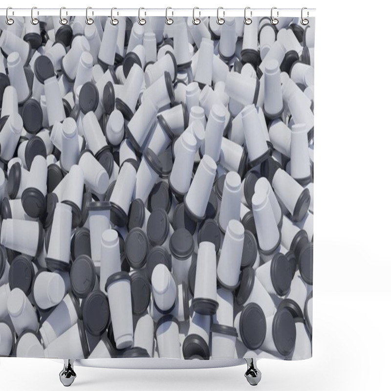 Personality  Heap Of Empty To Go Coffee Cups Black White Shower Curtains