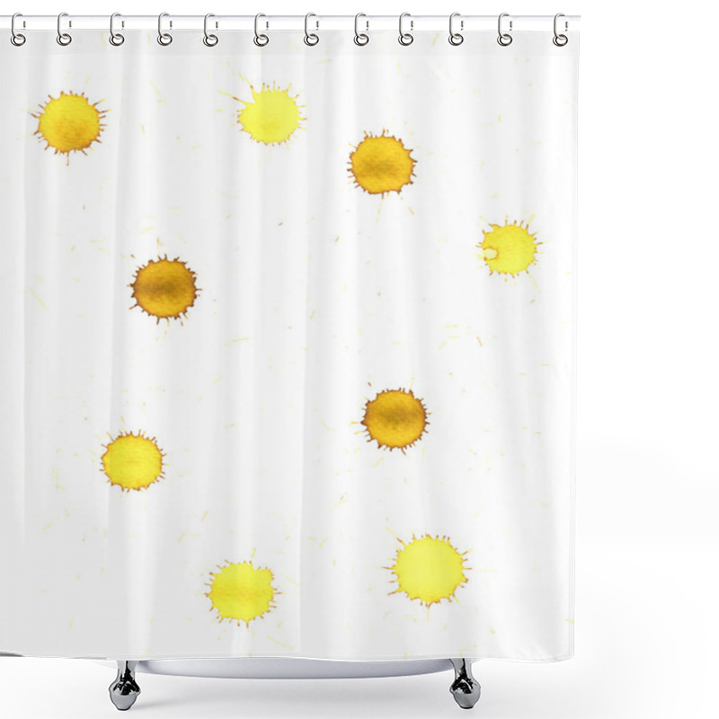 Personality  Yellow Watercolour Droplets Shower Curtains