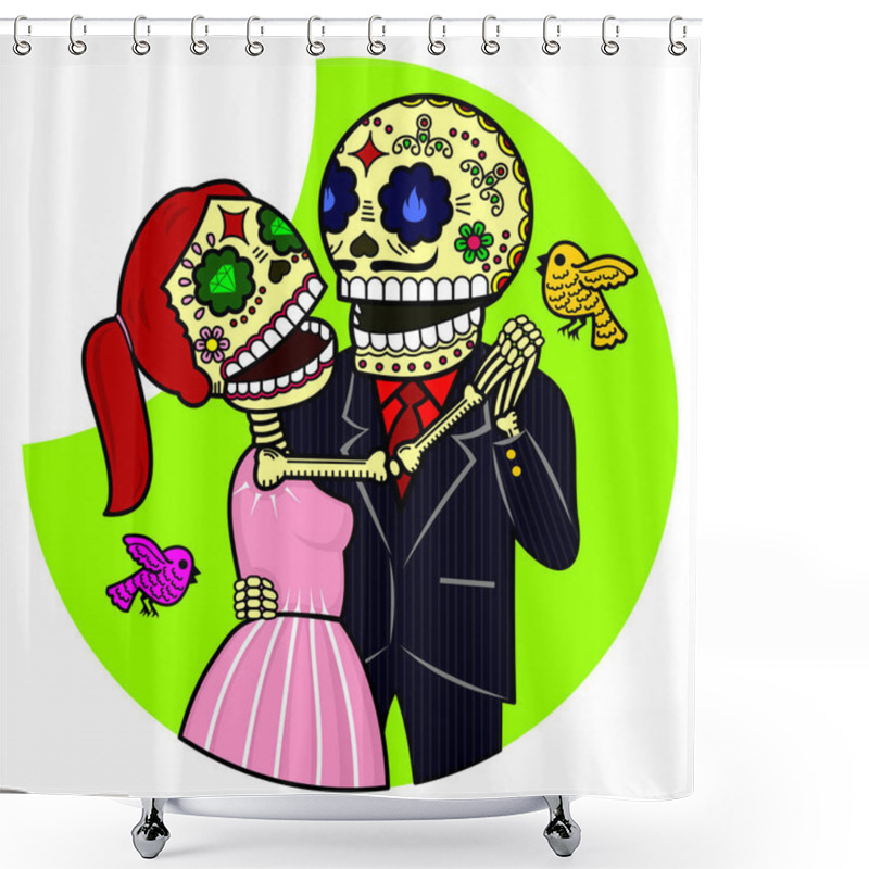 Personality  Vector Illustration Of Skeletons Shower Curtains