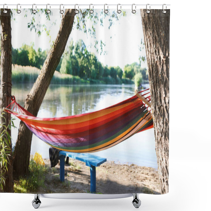 Personality  Empty Hammock Outdoors On Sunny Day. Summer Camp Shower Curtains