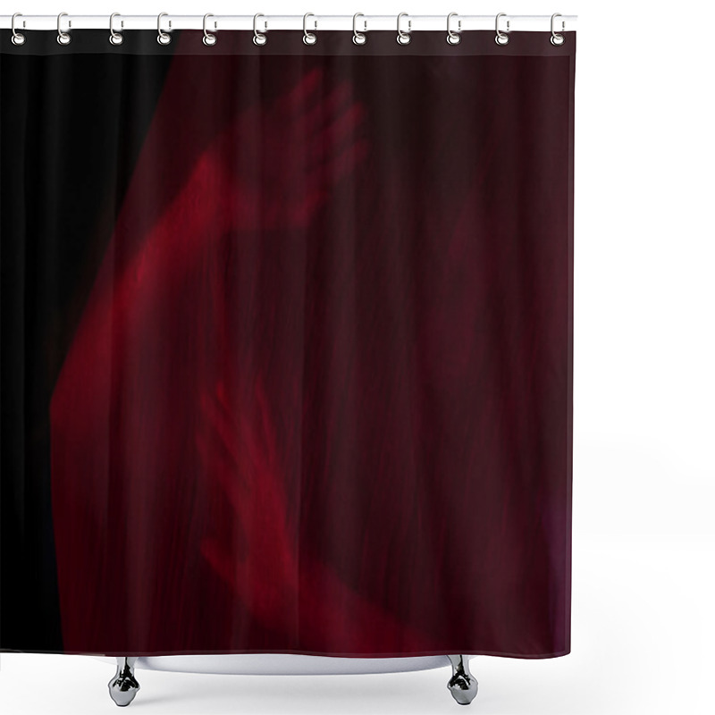 Personality  Girl Posing With Red Fabric Shower Curtains