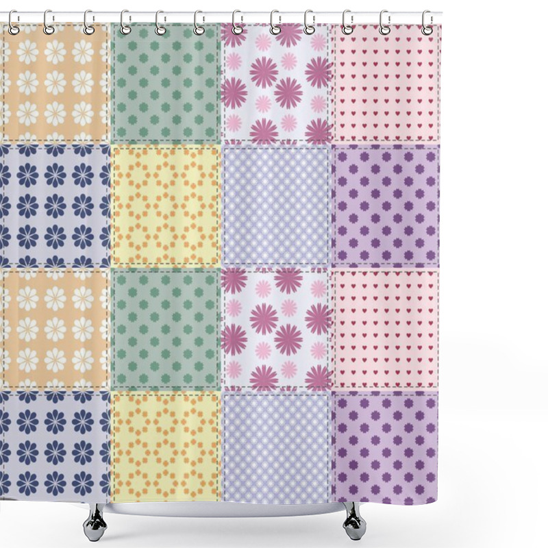 Personality  Patchwork Background With Different Patterns Shower Curtains