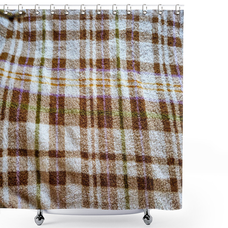 Personality  A Cozy Plaid Blanket Showcasing Warm Earth Tones Perfect For Chilly Nights And Adding Comfort To Any Room. Shower Curtains