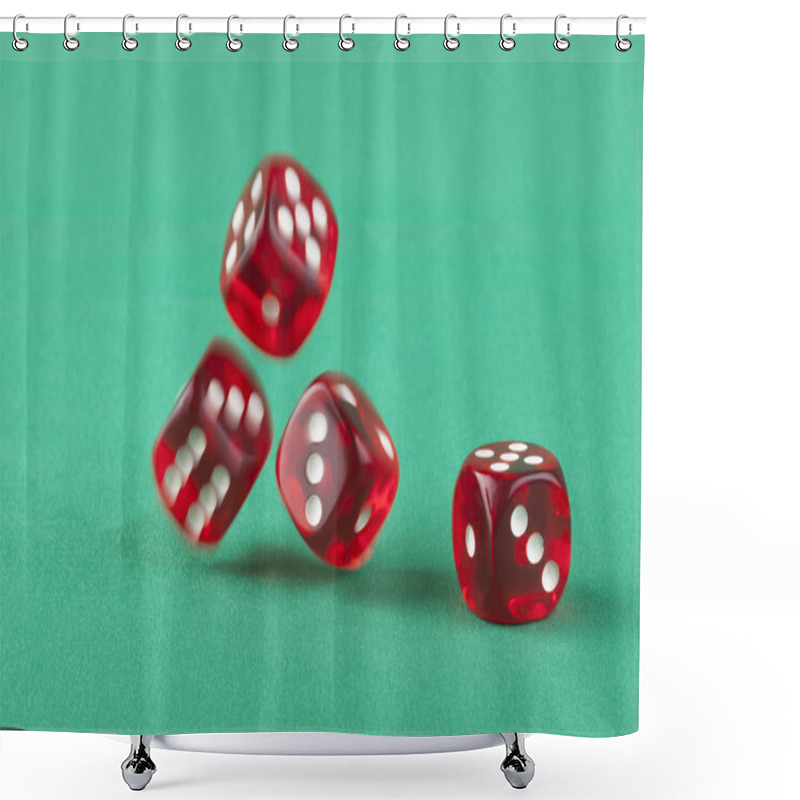 Personality  Dice On Green Shower Curtains