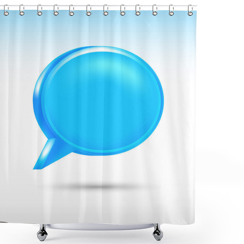 Personality  3d Blank Blue Speech Bubble Shape With Drop Gray Shadow On White Background. Vector Illustration Created In The Technique Of Wire Mesh And Saved Eps 8 Shower Curtains