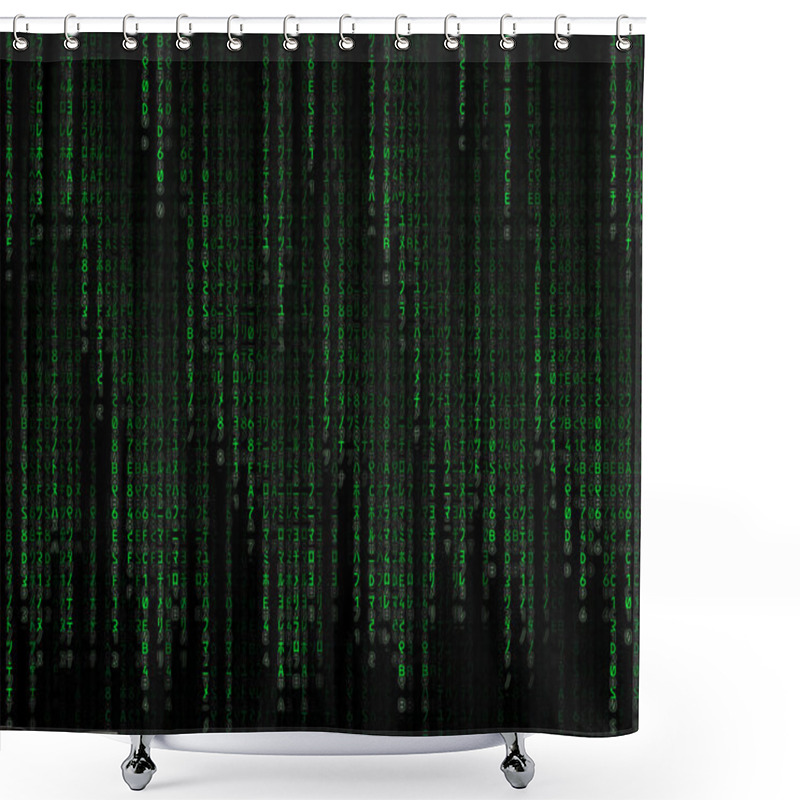 Personality  Green Binary Code On Black Background Shower Curtains