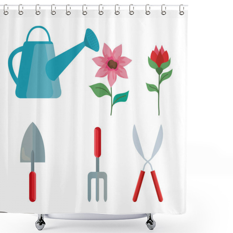 Personality  Gardening Icon Set Vector Design Shower Curtains