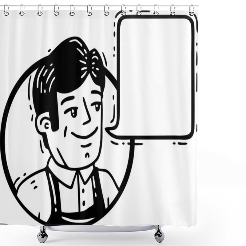 Personality  Cute Guy Smiles Circle Comics For Text  Shower Curtains