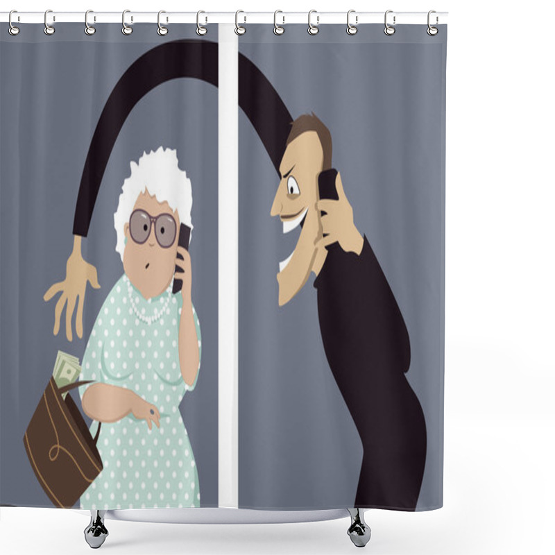 Personality  Phone Scam Targets Seniors Shower Curtains