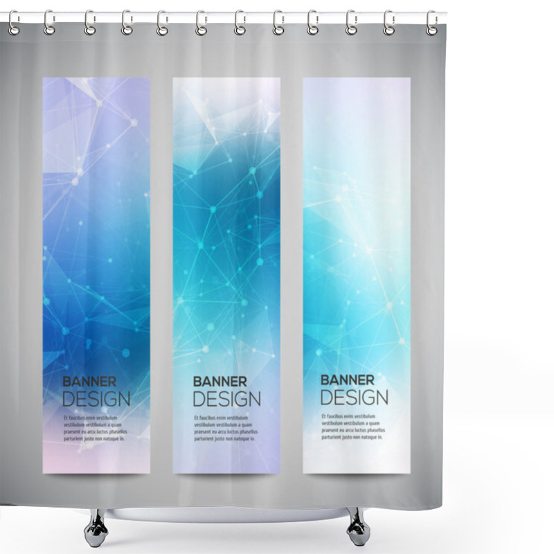 Personality  Vector Vertical Banners Set With Polygonal Abstract Shapes, With Circles, Lines, Triangles. Polygonal Banners Shower Curtains